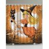 Rideau de Douche d'Halloween Motif de Chat et de Sorcière - multicolor B 150*180CM
