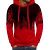 Sweat à Capuche Peinture Dégradée Abstraite à Cordon avec Poche Kangourou - Rouge S