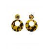 Boucles d'Oreilles Léopard Motif Géométrique Pendantes - Marron Camel 