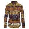 Chemise Géométrique Ethnique Imprimée à Manches Longues - Jaune M