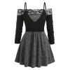 T-shirt à Bretelle Teinté Epaule Dénudée Grande Taille - Noir 5X