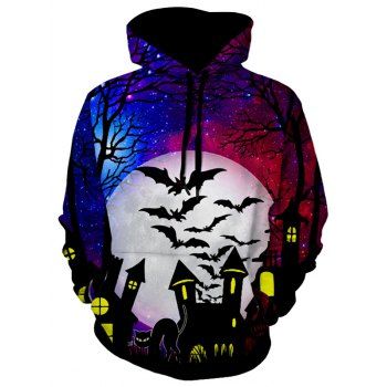 

Halloween Cat Bat Pattern Hoodie, Multicolor a