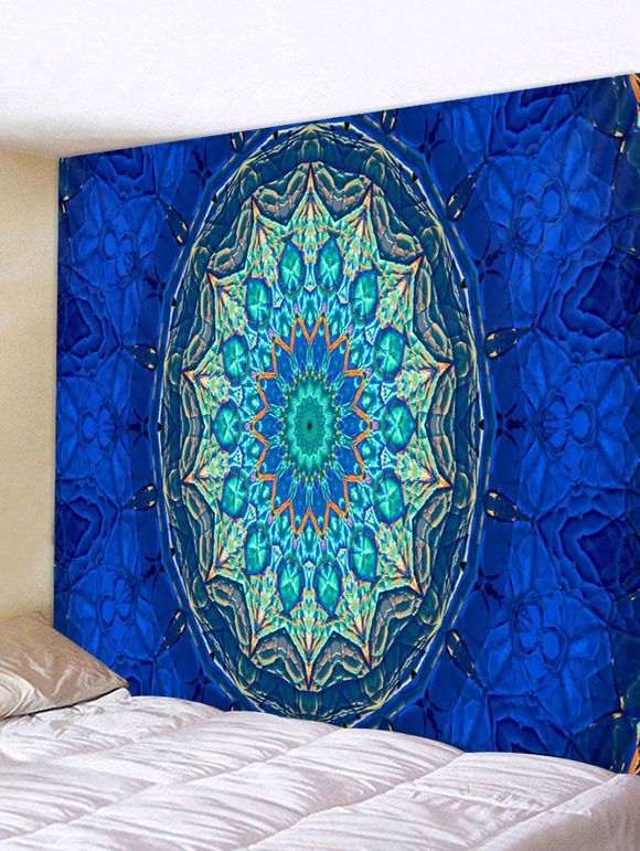Bohemian Trippy Print Tapestry Wall Hanging Art Decoration - OCEAN BLUE W59 X L51 INCH