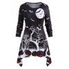 T-shirt d'Halloween Mouchoir Chauve-souris et Citrouille Imprimés de Grande Taille - Noir 4X