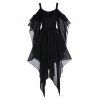 Robe Asymétrique Gothique Epaule Dénudée Sans Dos à Volants - Noir 3XL