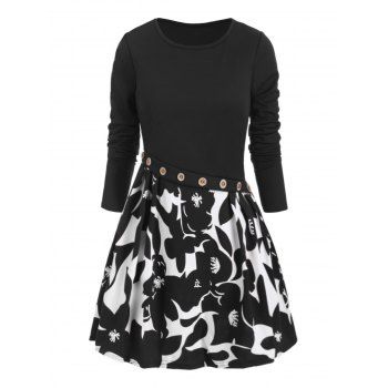 

Button Embellished Flower Longline T-shirt, Black
