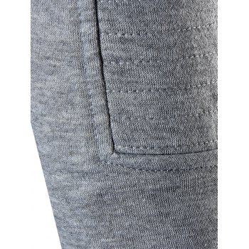 

Faux Twinset Pleated Ripped Solid Color Zipper Hoodie, Gray