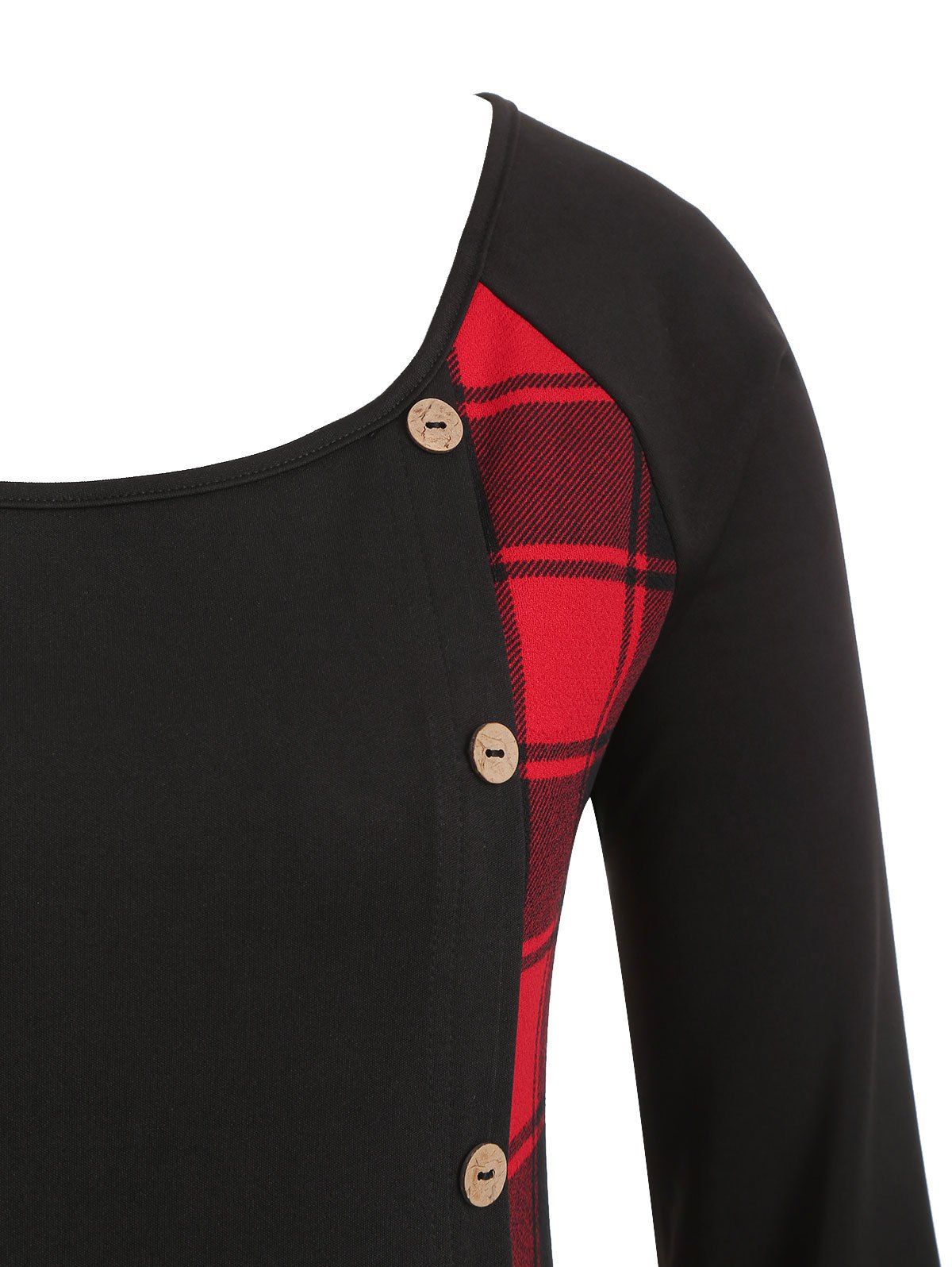 Plus Size Plaid 3D Galaxy Santa Claus Print Flounced T-shirt - BLACK L