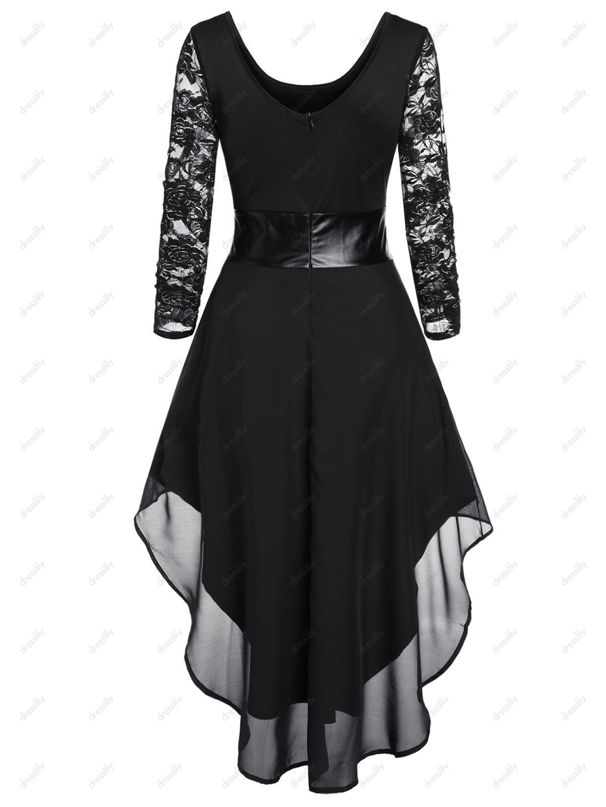 [30% OFF] 2021 Lace Sleeve High Low Midi Semi Formal Dress In BLACK ...