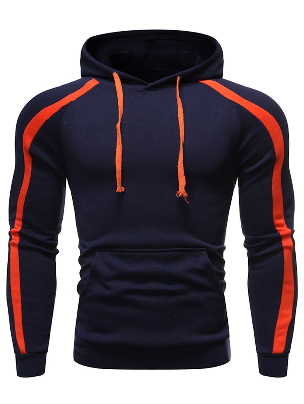 

Color Panel Kangaroo Pocket Design Pullover Hoodie, Cadetblue