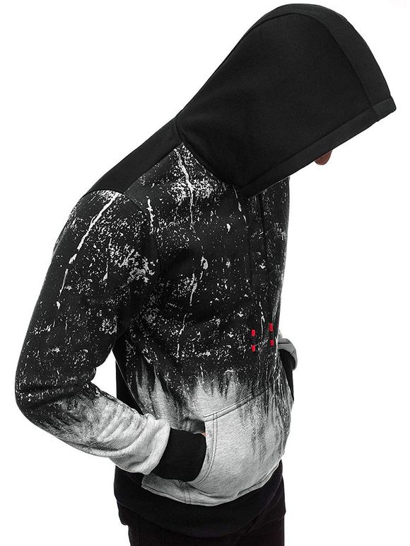 Sweat à Capuche Ombré Eclaboussé Imprimé avec Poche - Blanc XS
