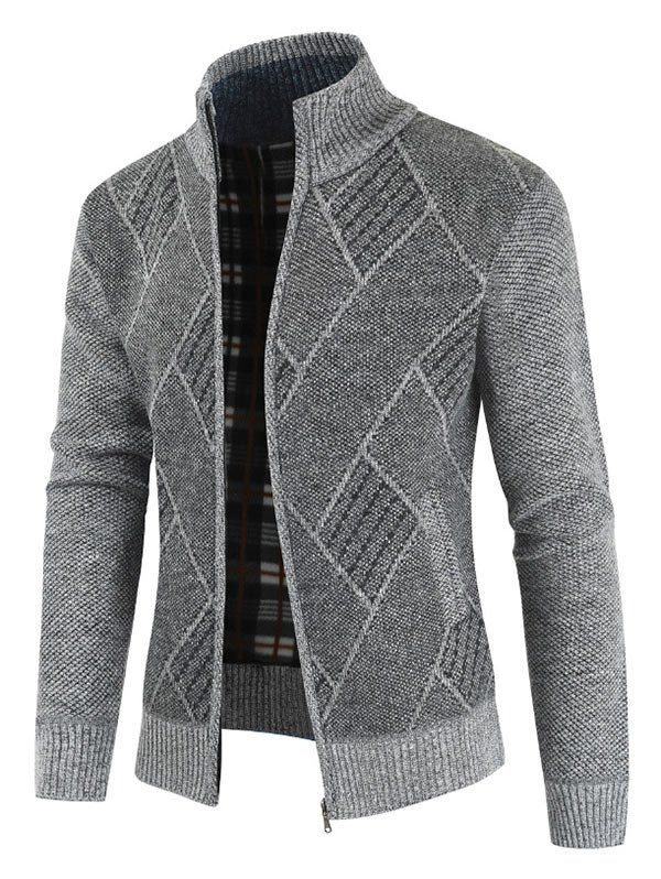 grey zip up cardigan mens