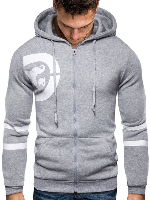 Motif animal Zip Up Hoodie - Nuage Gris M