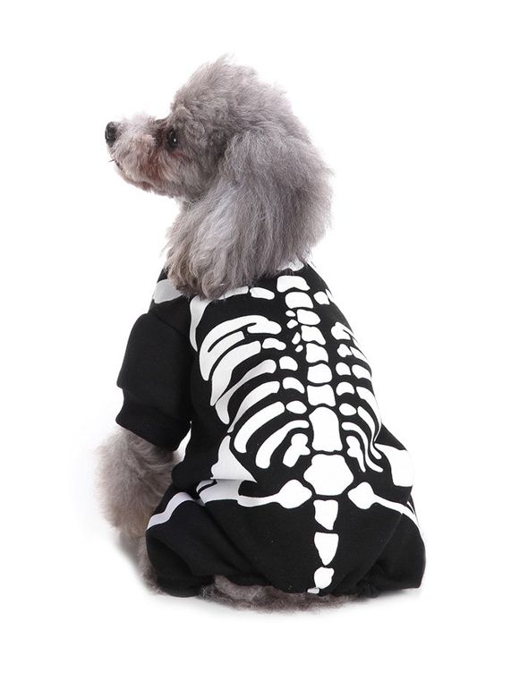 Combinaison squelette Halloween pour animal de compagnie - Noir XL