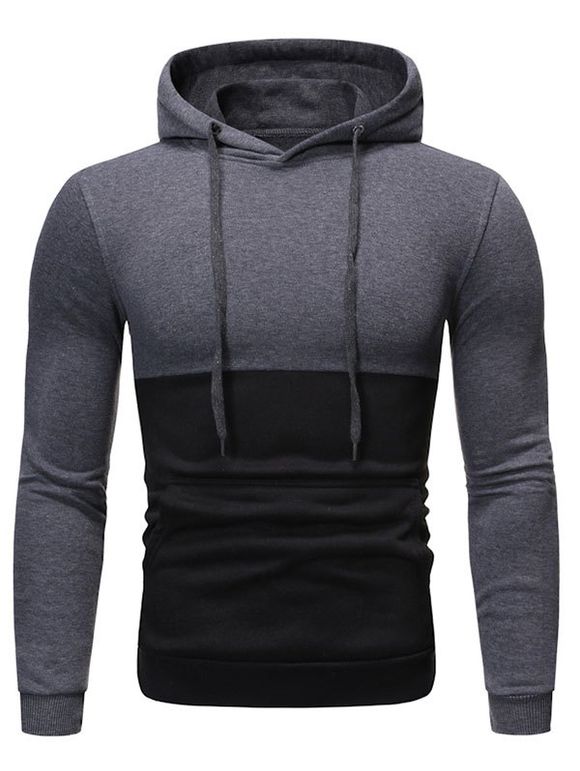 Sweat à Capuche Panneau Bicolore - Gris Foncé XL