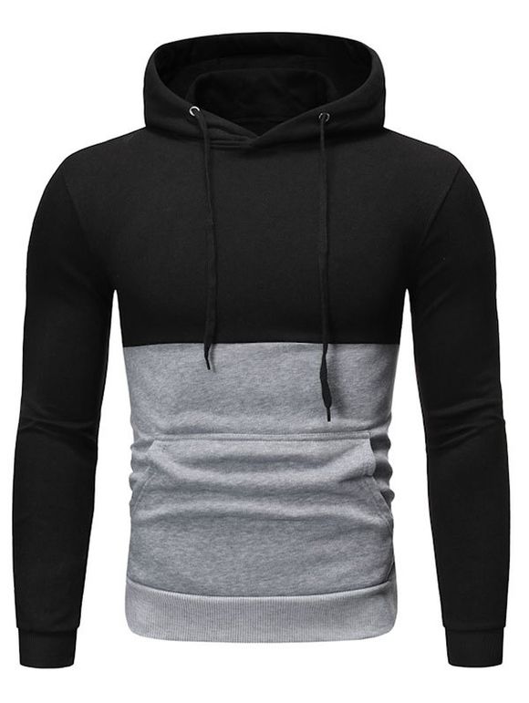 Sweat à Capuche Panneau Bicolore - Noir 2XL