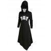 Robe à Capuche d'Halloween Squelette Asymétrique avec Masque - Noir 3XL