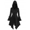 Manteau Gothique à Capuche Boutonné à Lacets à Manches Longues - Noir 3XL