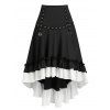Jupe Haute Basse Mi-Longue Convertible Bouclée à Volants - Noir 2XL