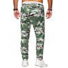 Pantalon Zippé Camouflage Imprimé avec Poche à Cordon - Vert S