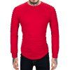 Sweat-shirt Manches Plissées en Couleur Unie à Ourlet Courbe - Rouge XL