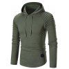 Sweat à Capuche Plissé en Couleur Unie à Manches Raglan - Vert Armée 3XL