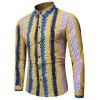 Chemise Colorée Rayée Imprimée à Maches Longues - Jaune Canard Caoutchouc 2XL