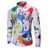 Chemise Boutonnée Peinture Imprimée à Manches Longues - Blanc M