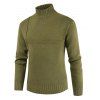 Solid Color Mock Neck Casual Sweater - DARK GREEN M