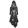 Robe à Capuche d'Halloween Lune Soleil et Crâne à Lacets - Noir XL