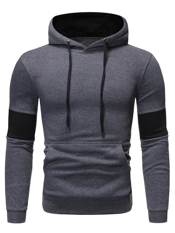 Sweat à Capuche Panneau Coloré en Laine - Gris Foncé XL
