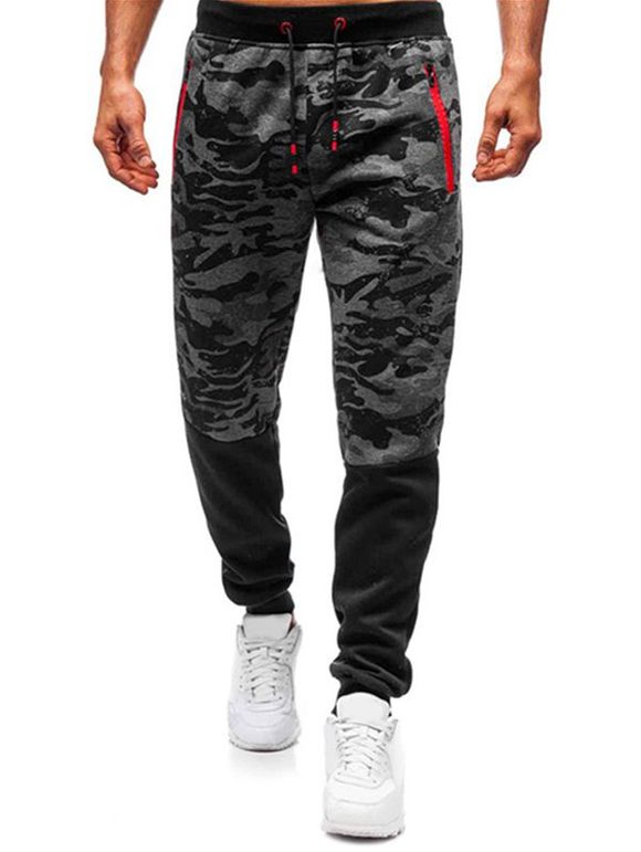 Pantalon de Jogging Camouflage Imprimé à Cordon avec Poche - Gris Foncé 3XL