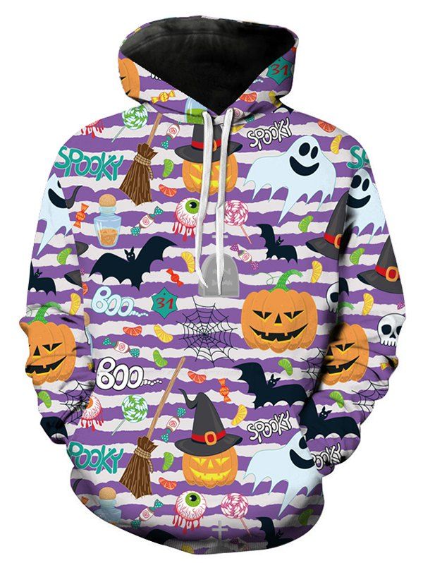 

Halloween Pumpkin Ghost Print Hoodie, Multi