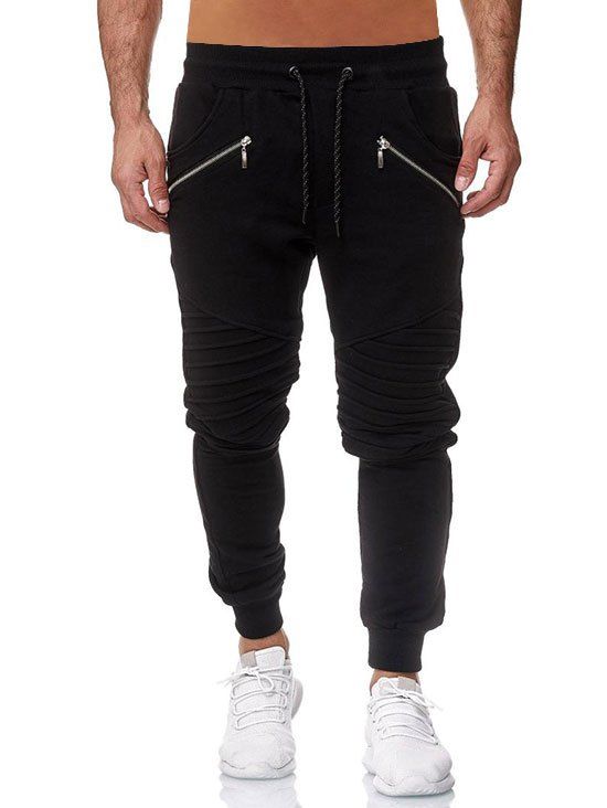 Pantalon de Jogging Zippé Drapé - Noir L