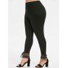 Legging Ourlet Noué en Couleur Uine à Taille Haute Grande Taille - Noir 1X