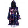 Robe Evasée Haute Basse Galaxie Imprimée à Manches Evasées Grande Taille - Noir L