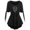 Skull Star Noué Haut Bas Halloween Plus Taille Top - Noir 1X