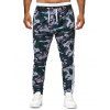 Pantalon Décontracté Camouflage Imprimé à Cordon - Vert M