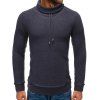 Drawstring Turtleneck Pullover Sweater - GRAY XS