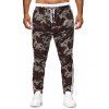 Pantalon Décontracté Camouflage Imprimé à Cordon - Brun L