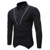 Chemise Plissée Boutonnée avec Passepoil - Noir XL