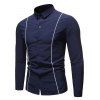 Chemise Boutonnée Contrasté à Manches Longues - Bleu profond XL