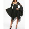 Robe évasée gothique à imprimé de chat à manches évasées d'Halloween - Noir 2XL