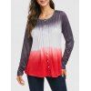 Ombre Pleated Long Sleeve Top - BLACK S