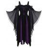 Robe d'Halloween Mouchoir à Manches Papillon à Lacets - Noir 2XL