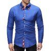 Chemise Boutonnée à Carreaux Jointif à Manches Longues - Bleu profond 2XL