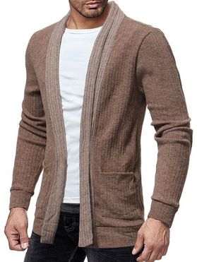 Two Pocket Knitted Open Front Cardigan