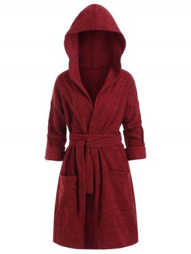 Space Dye Belted Hooded Loose Coat