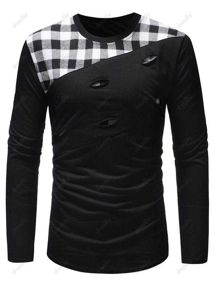 ripped long sleeve shirt mens