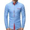 Chemise avec Poche Poitrine Jointive à Pois - Bleu de Ciel XS